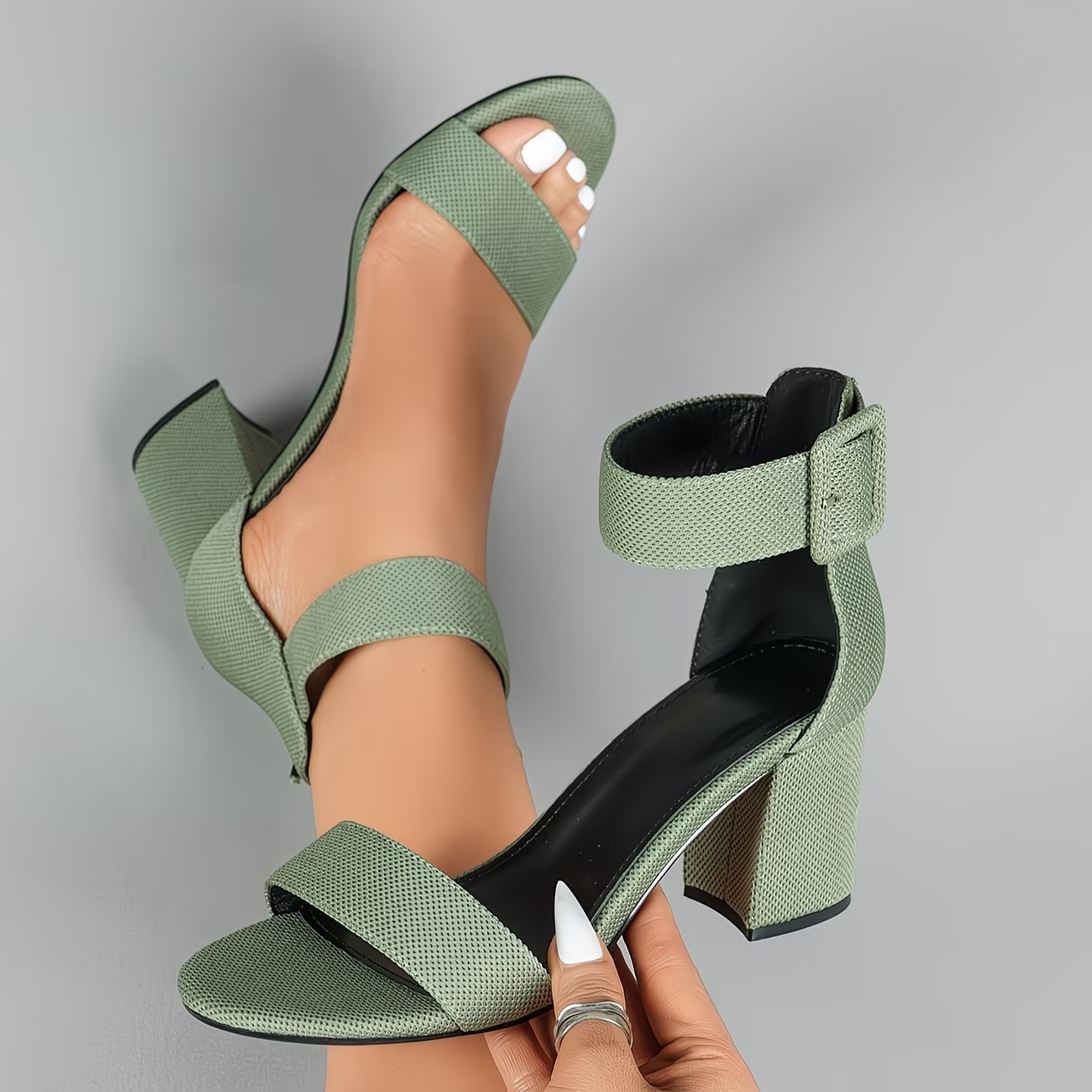Women's Adjustable Ankle Strap Chunky Heels