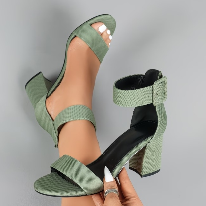 Women's Adjustable Ankle Strap Chunky Heels