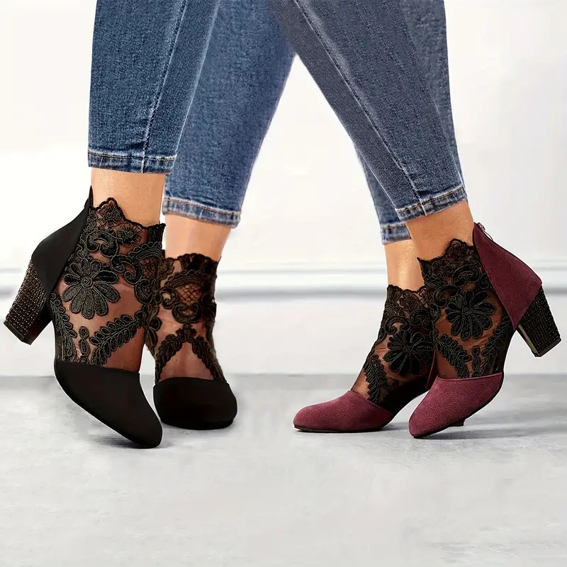 Women's Floral Lace Ankle Boots