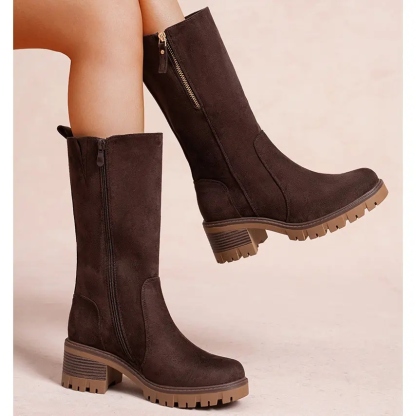 Ladies Faux Suede Chunky Heel