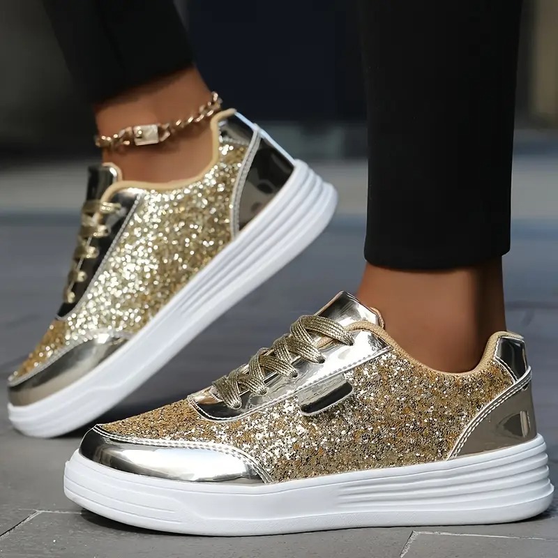 Sequined Flat-soled Casual Sneakers