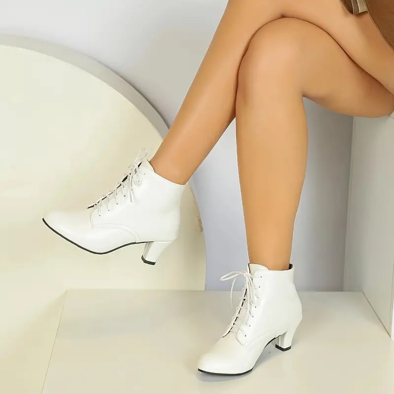 Women's Lace Up Heeled Ankle Boots