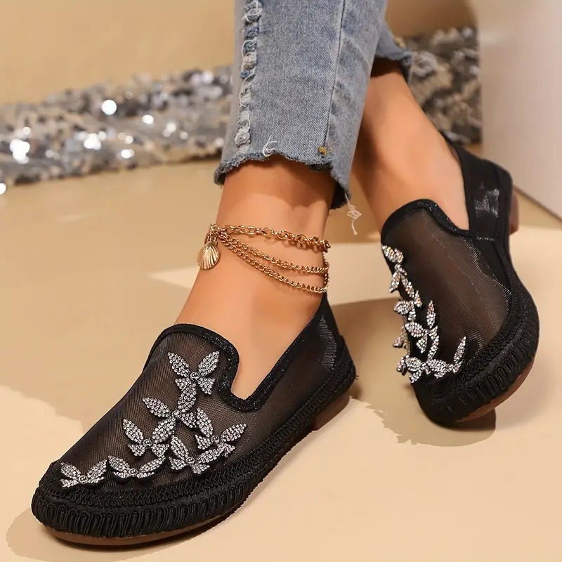Rhinestone Butterfly Casual Flat Shoes