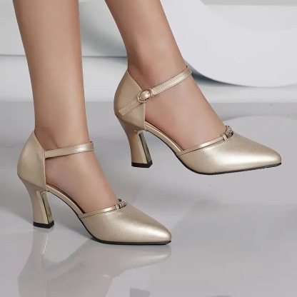 Women's Hollow Square Buckle Heels