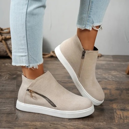 Wedge Heel Side-Zip Ankle Boots