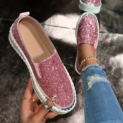 Women's Elegant Sequin Slip-On Loafers