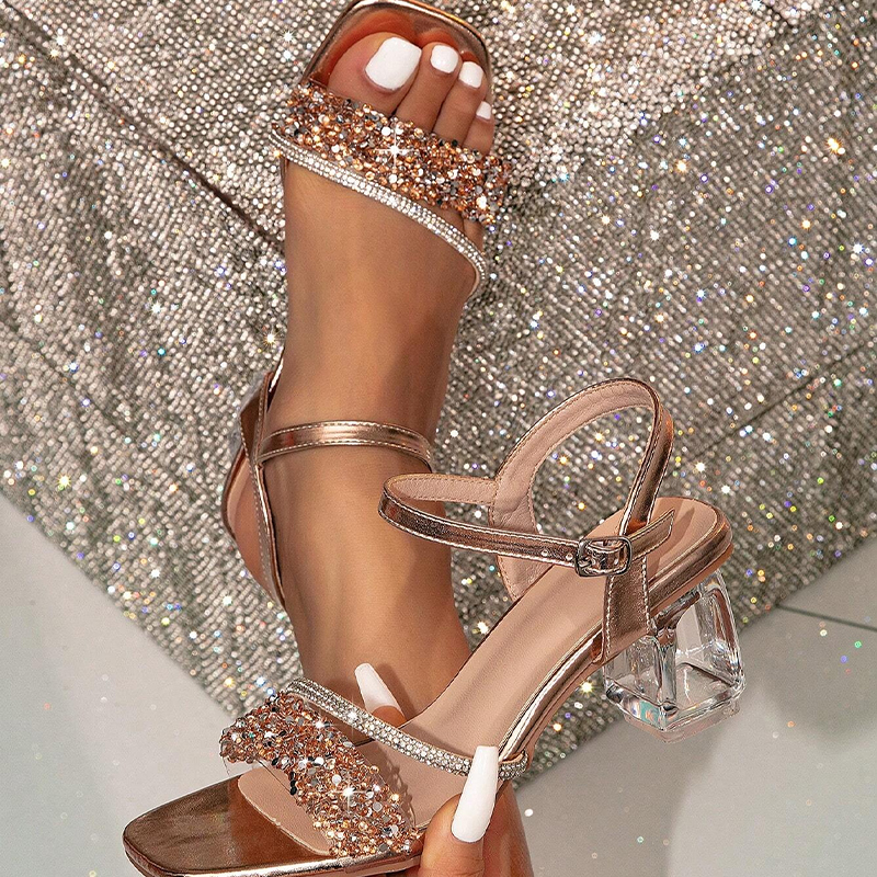 Party Strap Glitter High-Heeled Mules