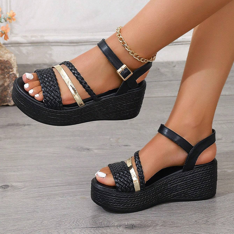 Women's Woven Strap Platform Wedge Sandals