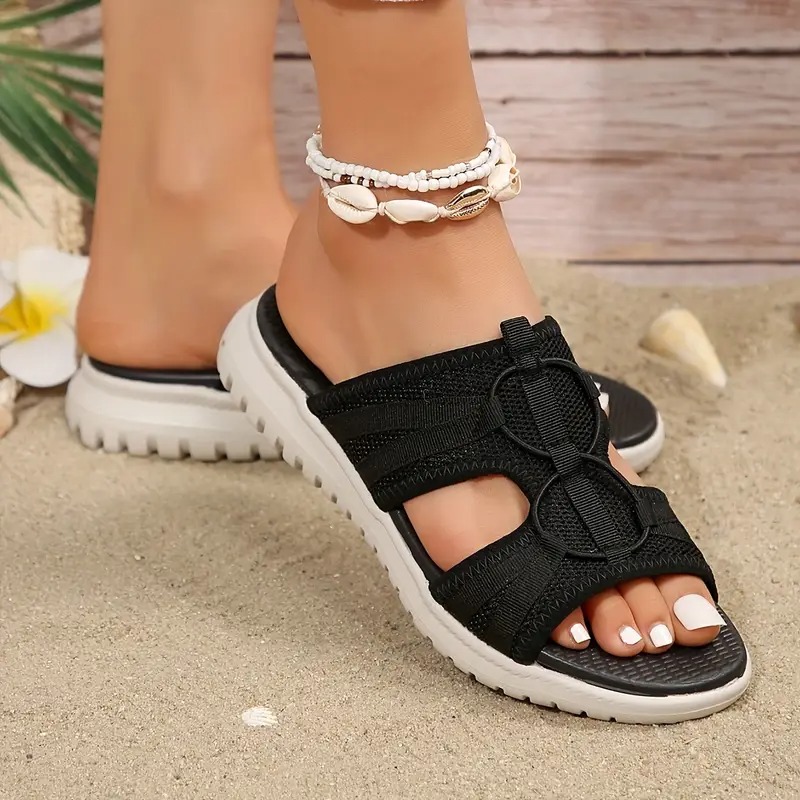 Womens Solid Color Fashion Slides