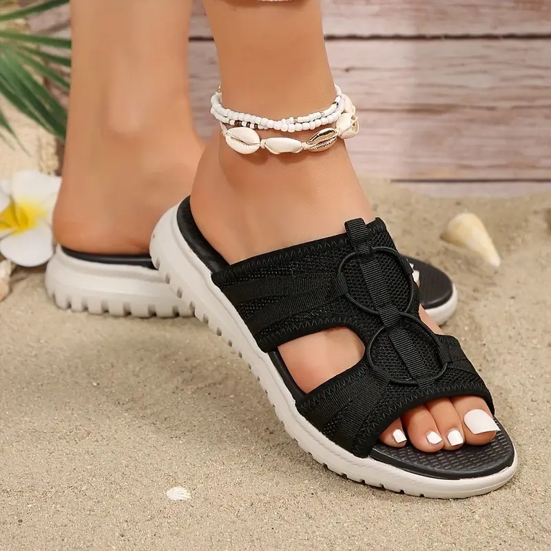Womens Solid Color Fashion Slides