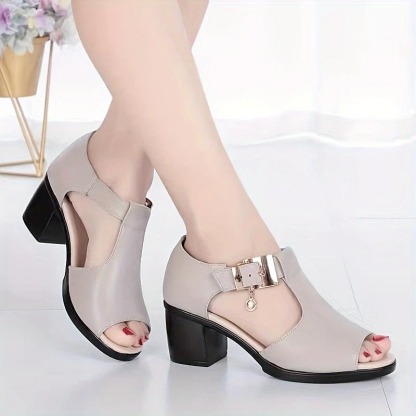 Women's Elegant Open-Toe Chunky Heel Sandals