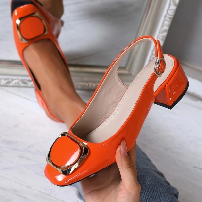 Women's Square Toe Low Block Heel Flats