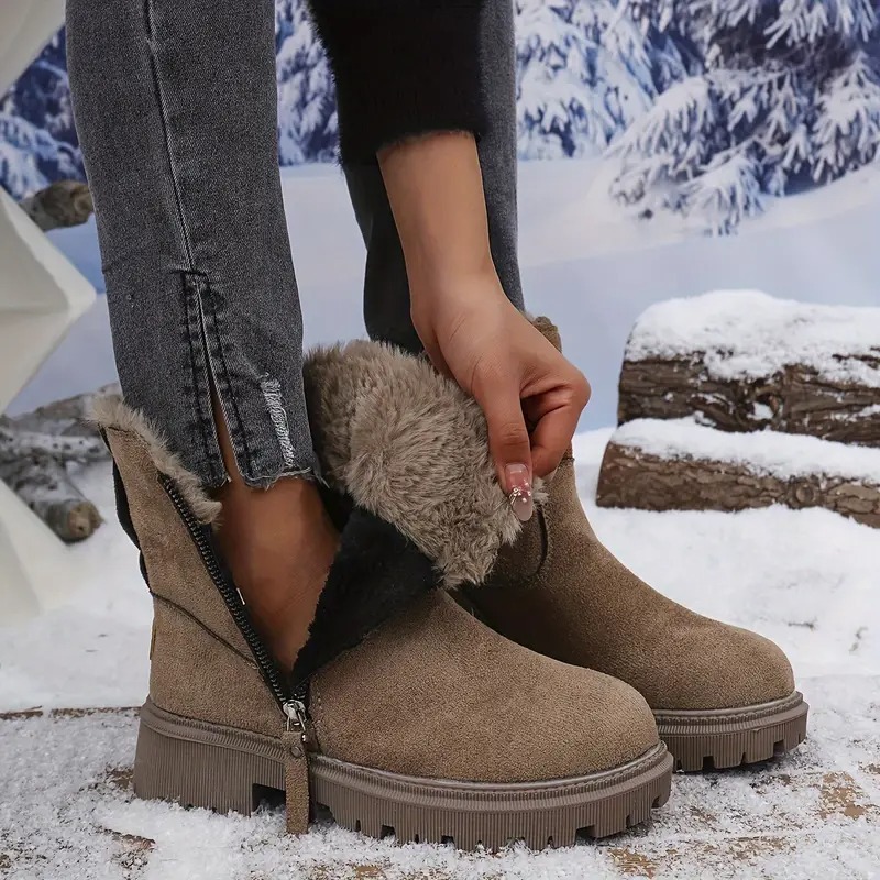 Winter Fur Integrated Short Boots