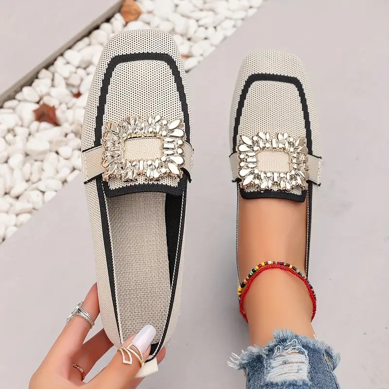 Women's Elegant Crystal Slip Flats