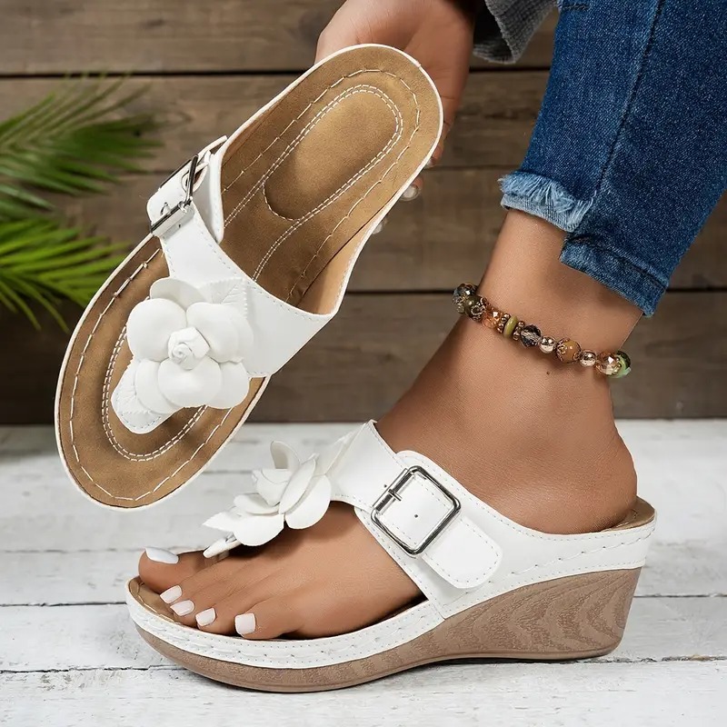 Women's Flower Wedding Wedge Slipper