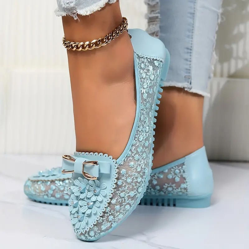 Women's Stylish Floral Mesh Flats