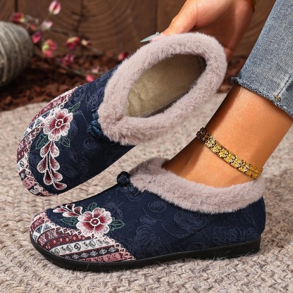 Women's Warm Floral Ankle Boots