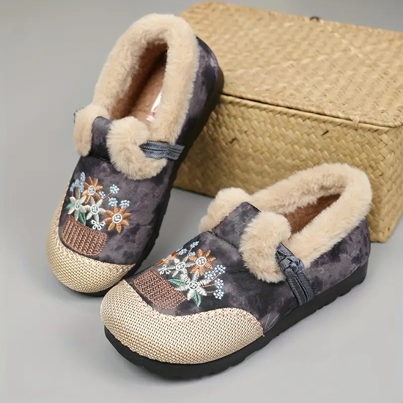 Women's Ethnic Floral Slip-On Boots