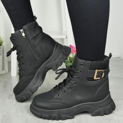 Women's Faux Fur Lace-Up Zip Boots
