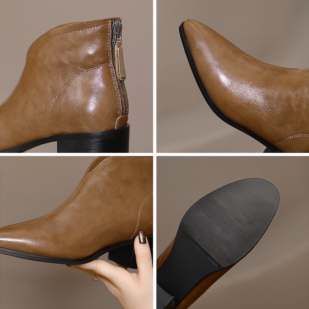 Women's Sexy V-cut Leather Ankle Boots