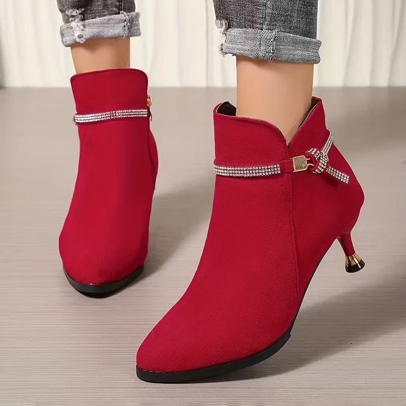 Women's Rhinestone Heeled Boots