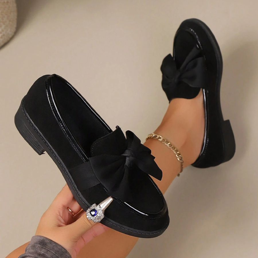 Women's Bow Round Toe Slip-On Loafers