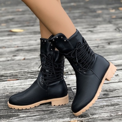 Women's Mid Calf Boots Vintage Ankle Boots