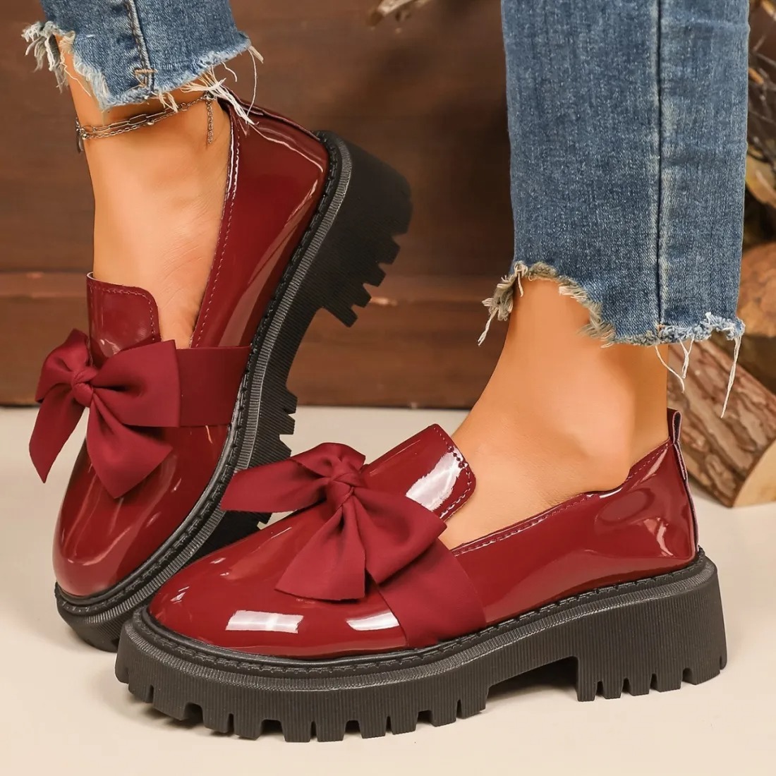 Retro Style Leather Slip-on Loafers