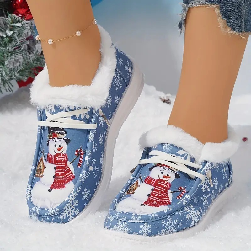 Christmas Snowman Thickened Warm Loafer