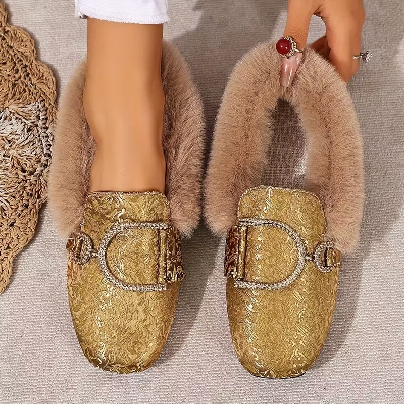 Women's Elegant Moccasin Plush Slippers