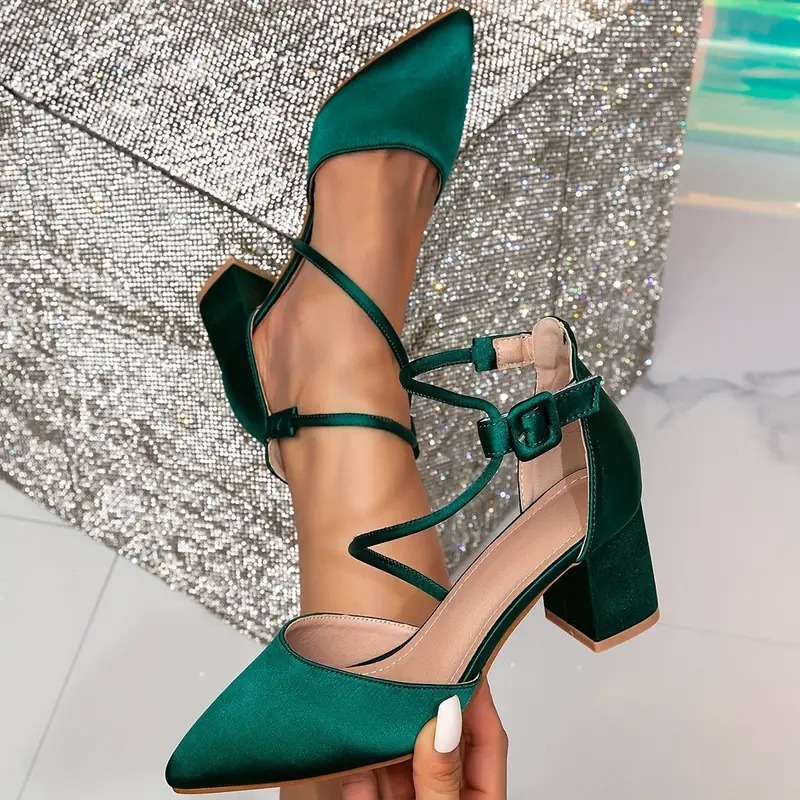 Women's Fashion Pointed Toe Block Heels