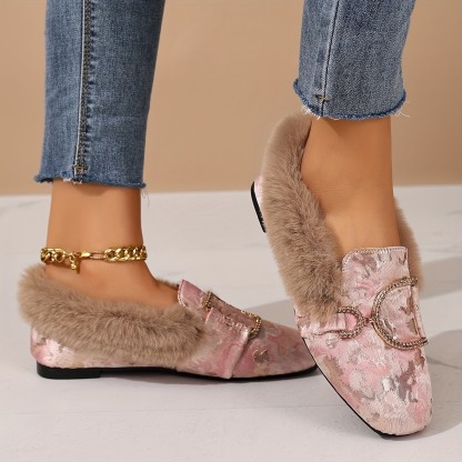 Women's Elegant Moccasin Plush Slippers