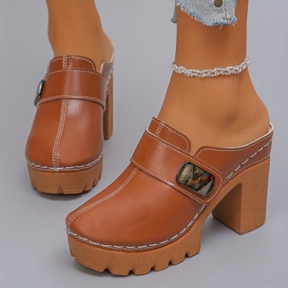 Women's Versatile Slip-On Heeled Sandals