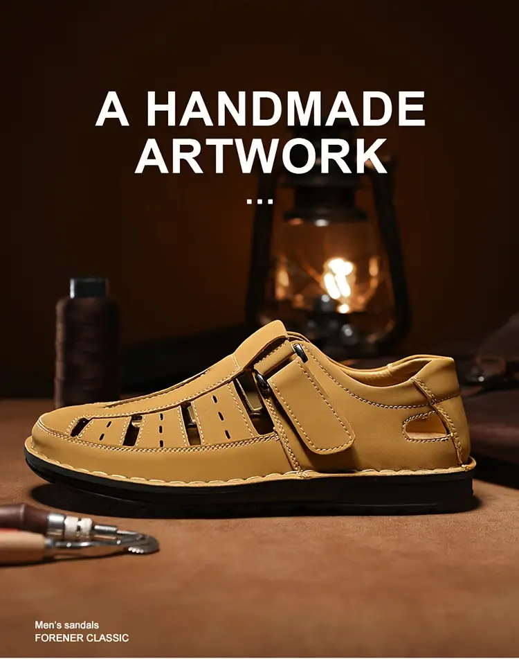 mens solid colour breathable sandals comfy non slip durable rubber sole beach water shoes for mens outdoor activities summer men s shoes details 0