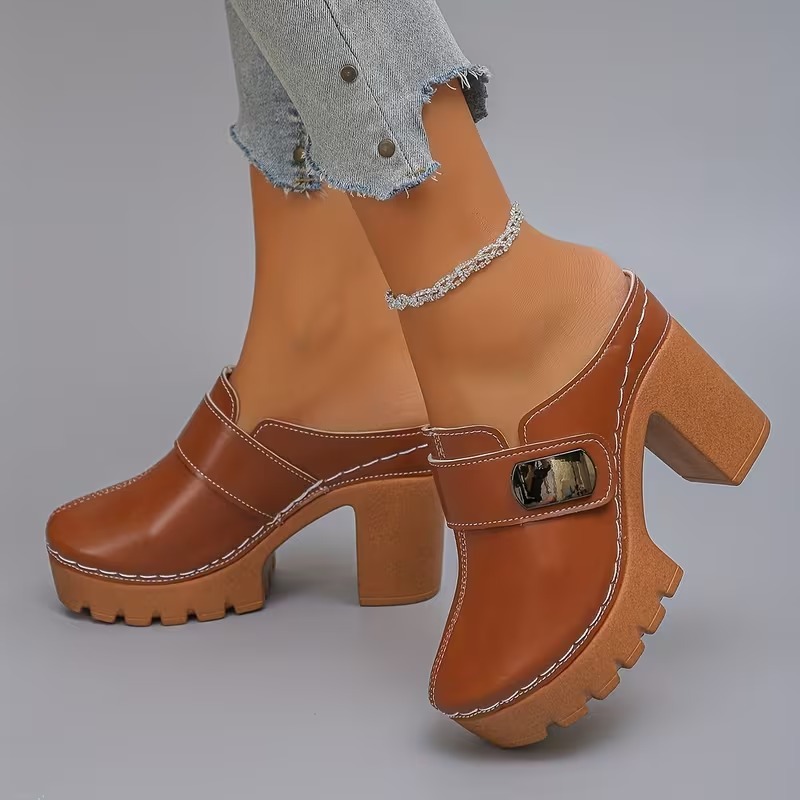 Women's Versatile Slip-On Heeled Sandals