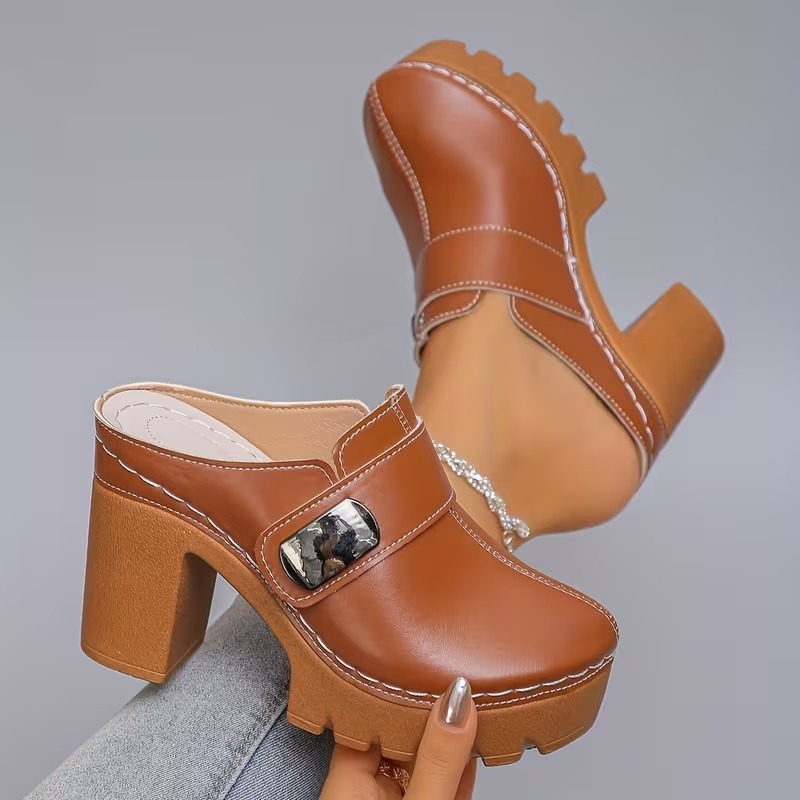 Women's Versatile Slip-On Heeled Sandals