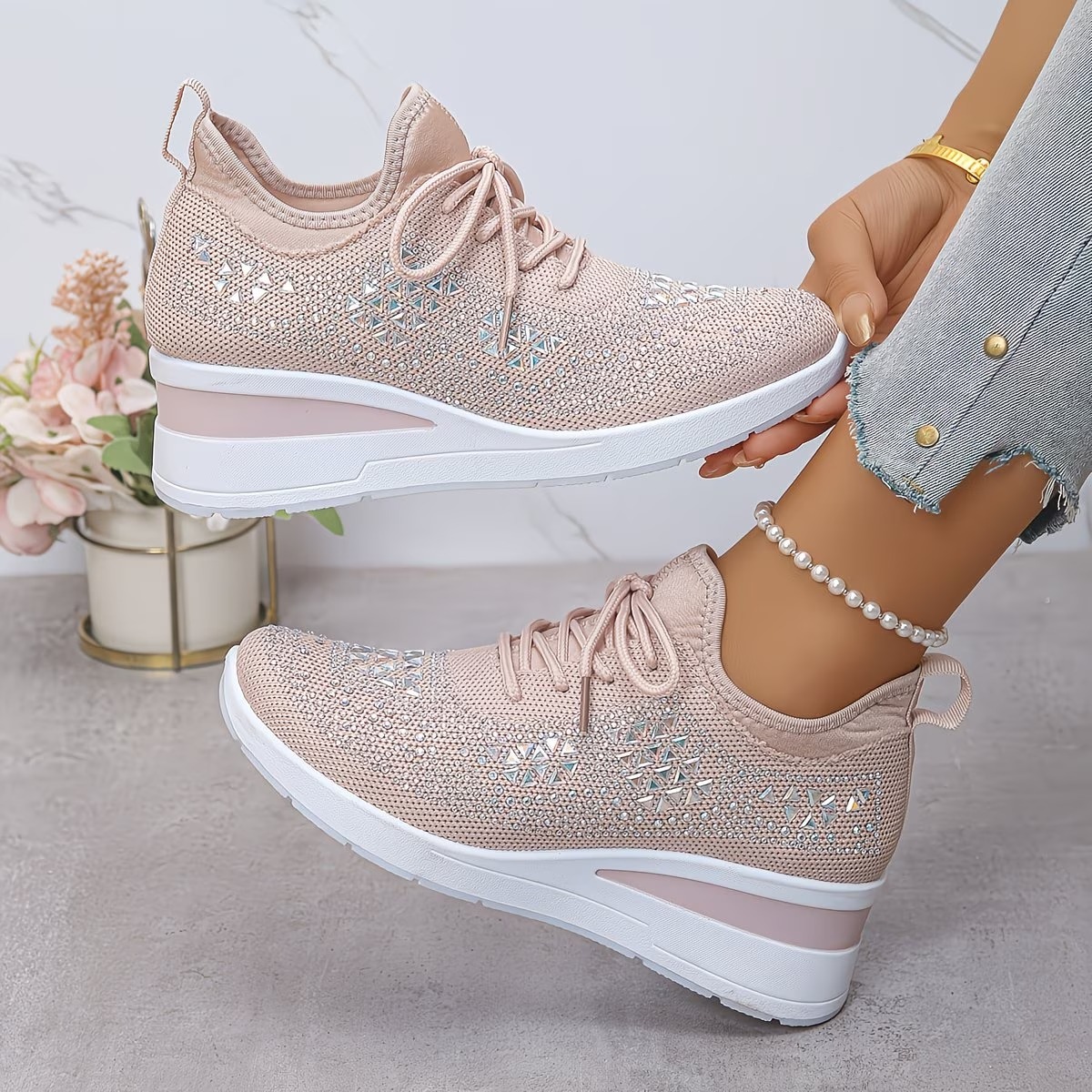 Orthopedic Rhinestones Sneakers