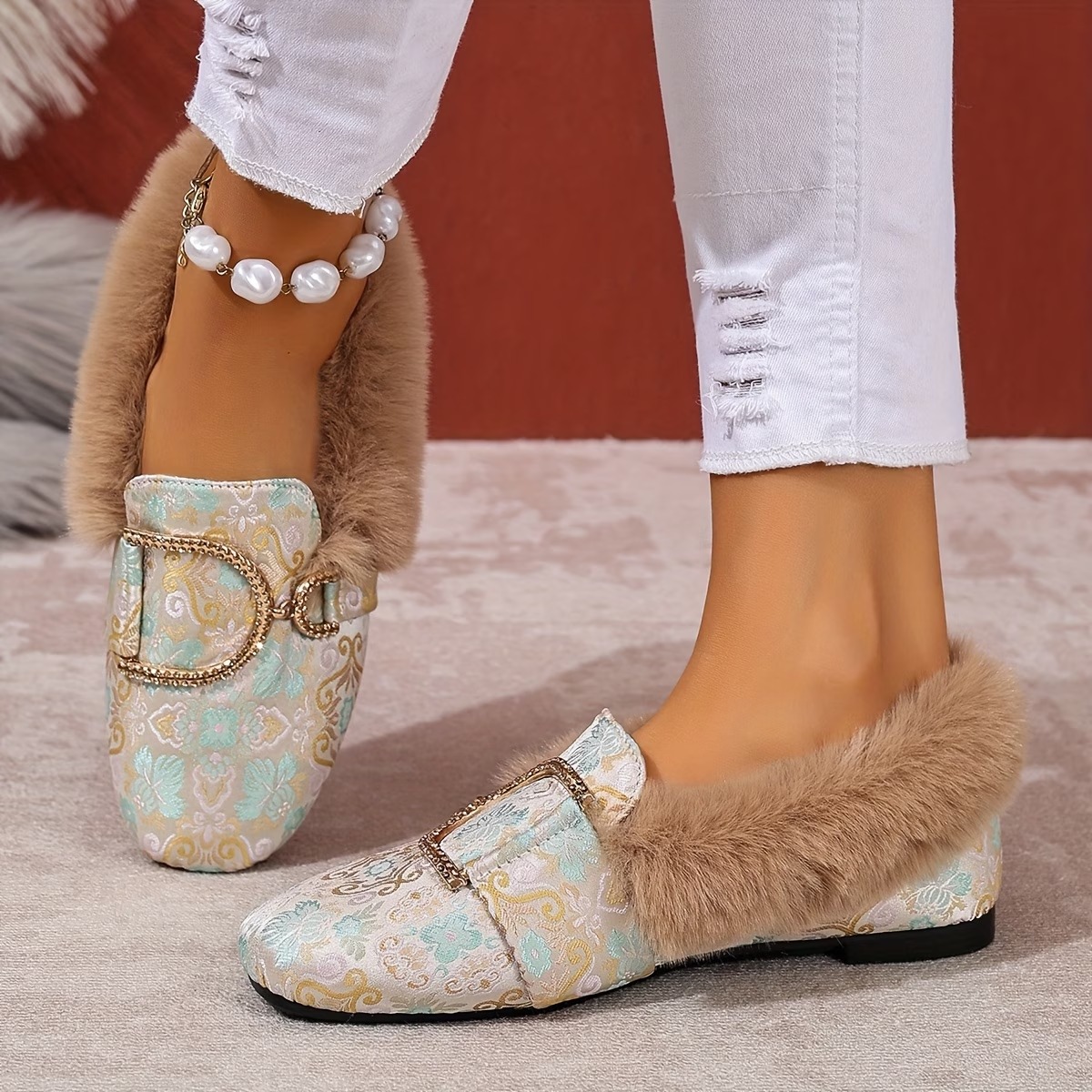 Women's Elegant Moccasin Plush Slippers