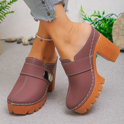 Women's Versatile Slip-On Heeled Sandals
