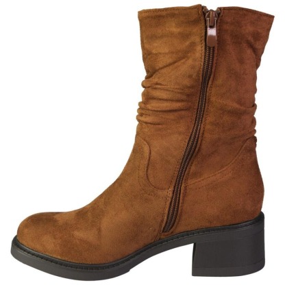 Womens Mid Calf Rouched Cuban Warm Zip Boots