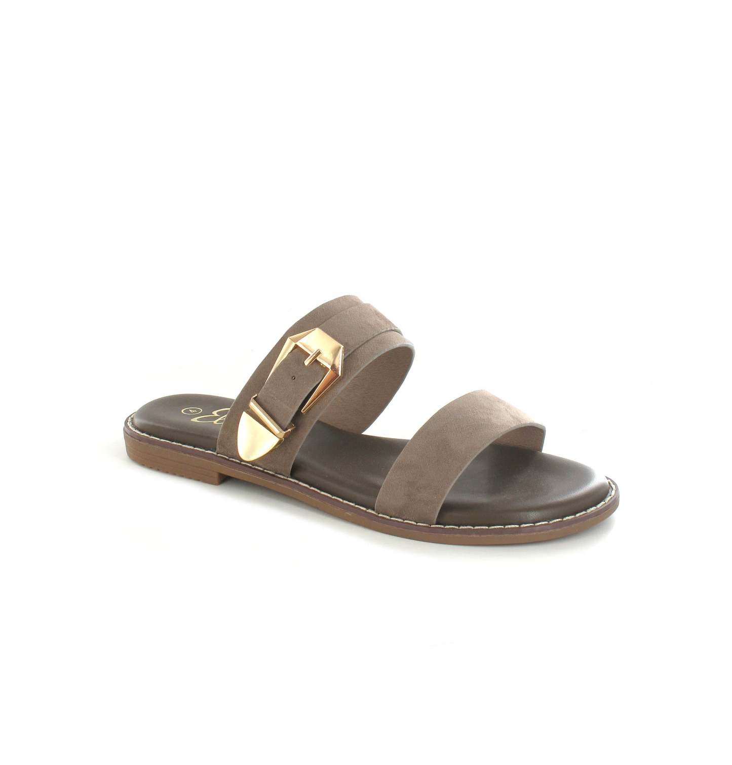 Buckled Flat Open Toe Slip-On Sandal