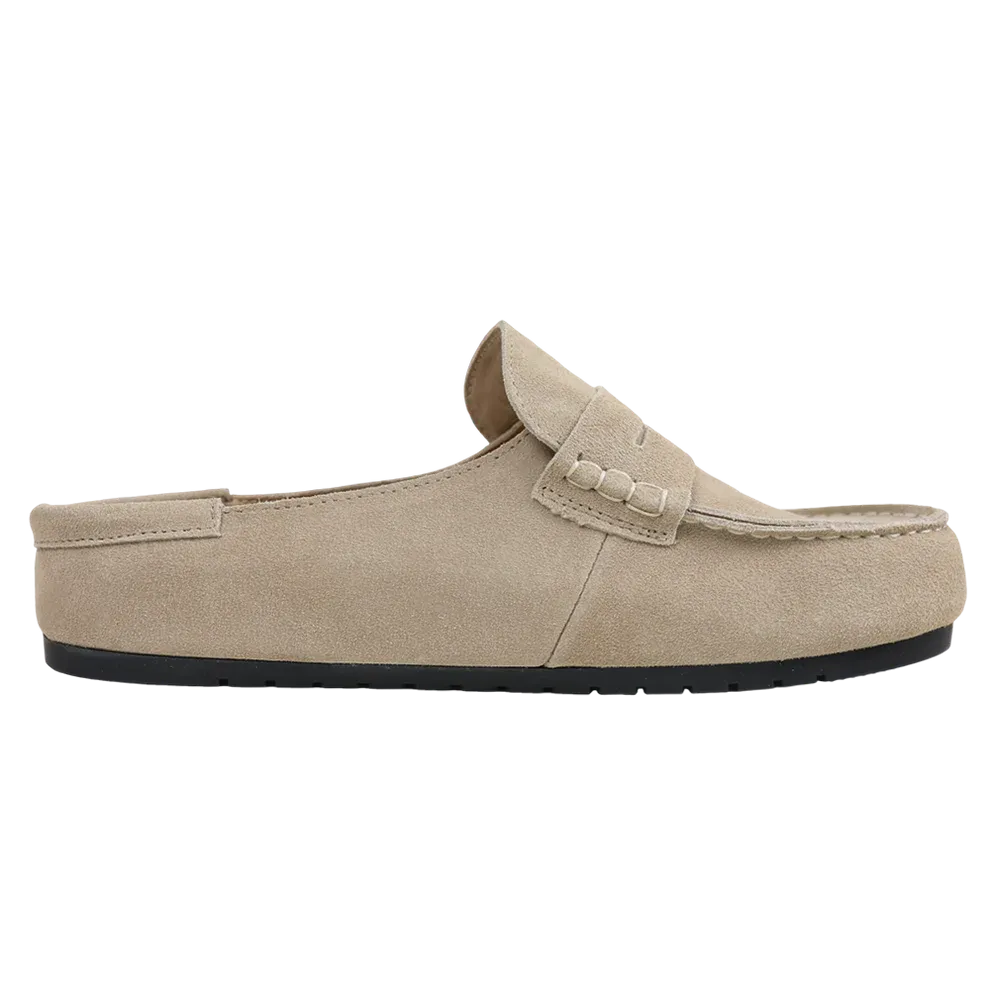 Genuine Suede Loafer Mules