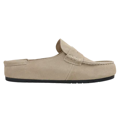 Genuine Suede Loafer Mules