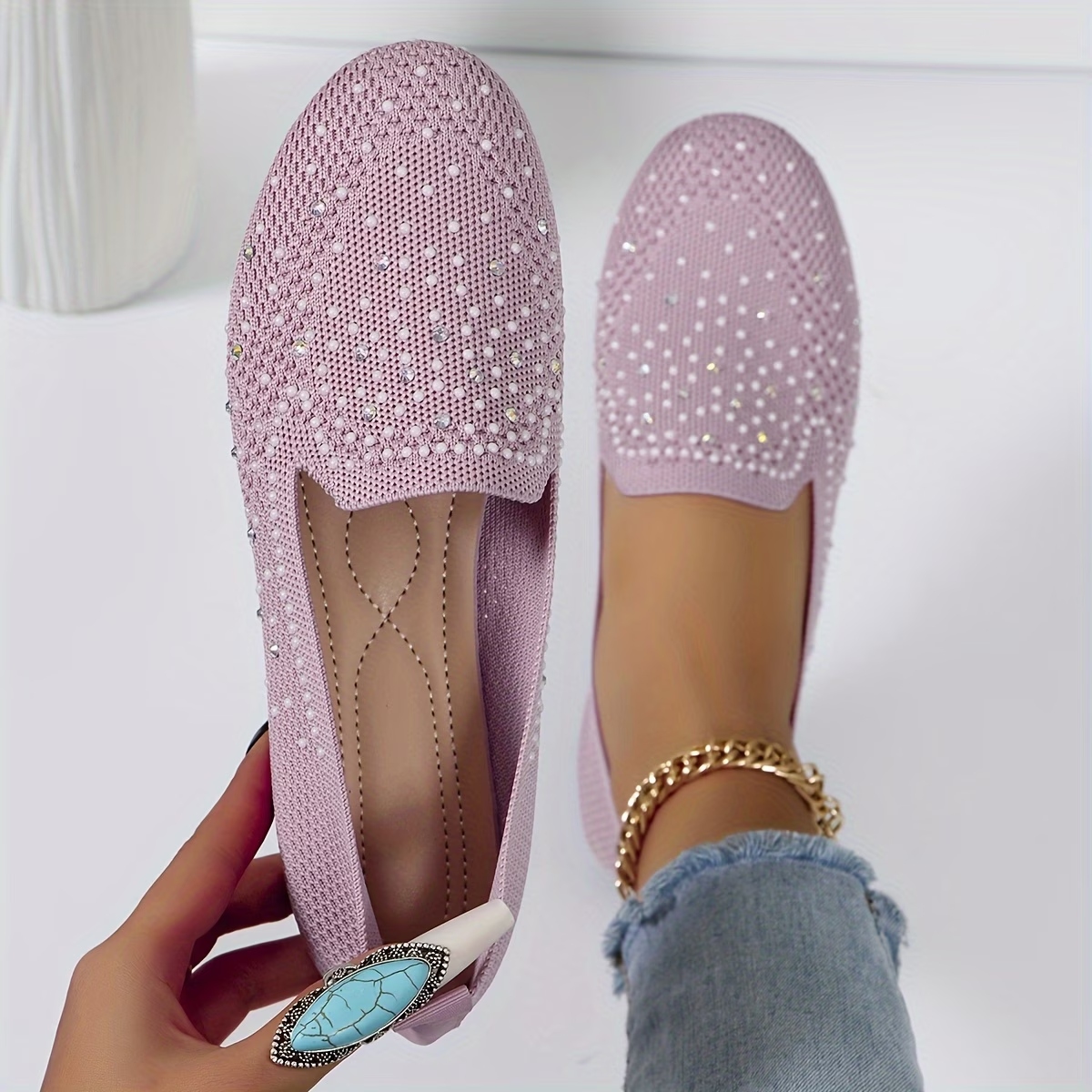 Women's Rhinestone Flat Shoes