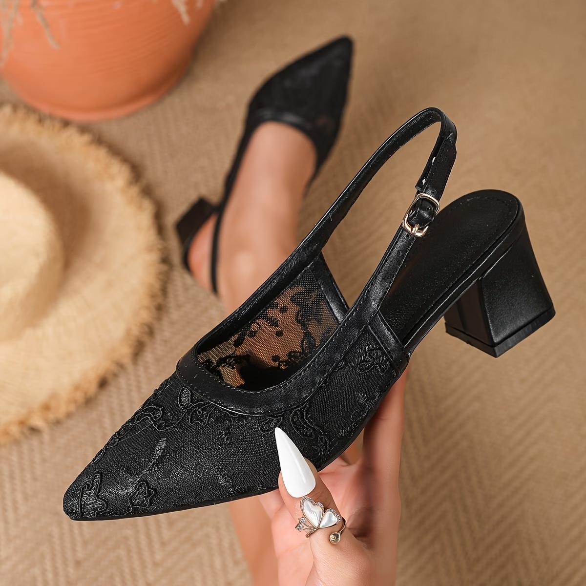 Women's Lace Mesh Elegant Heels