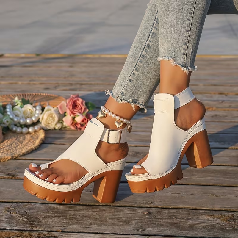 Women's Buckle Ultra-High Heel Sandals