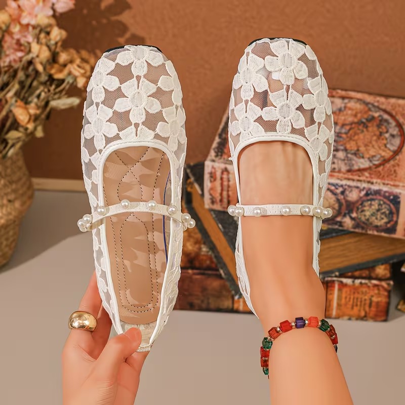 Women's Lace Mesh Mary Jane Loafers