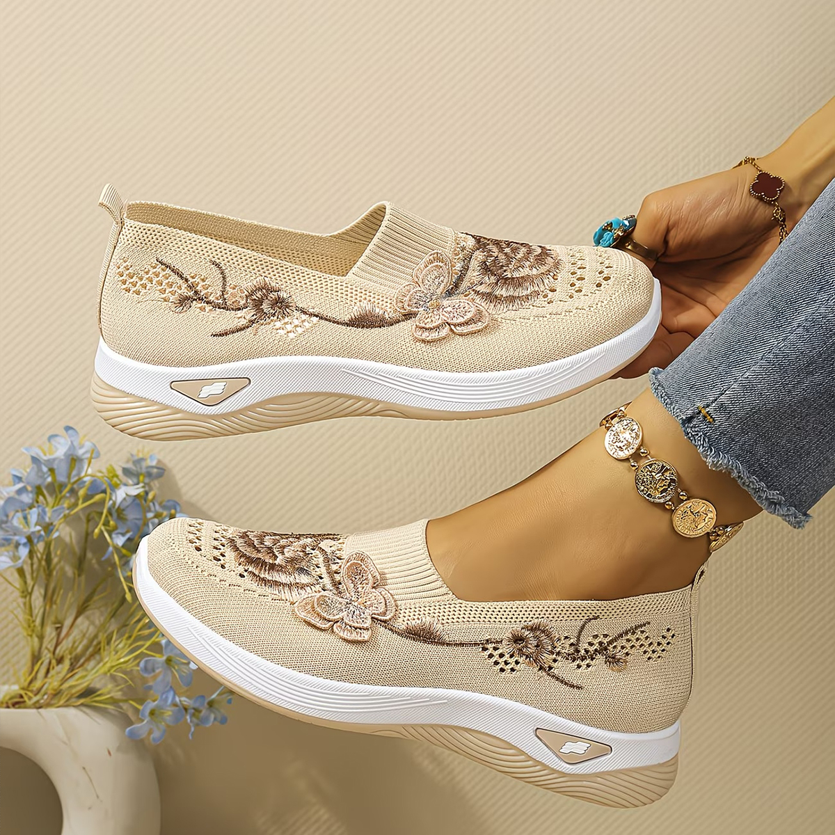 Women's Ethnic Mesh Loafers