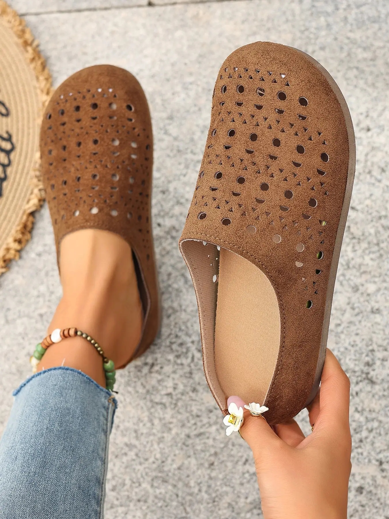 Women's Faux Fur Holes Sandals