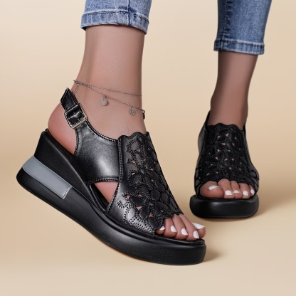 Women's Hollow Lace Up High-Heeled Sandals